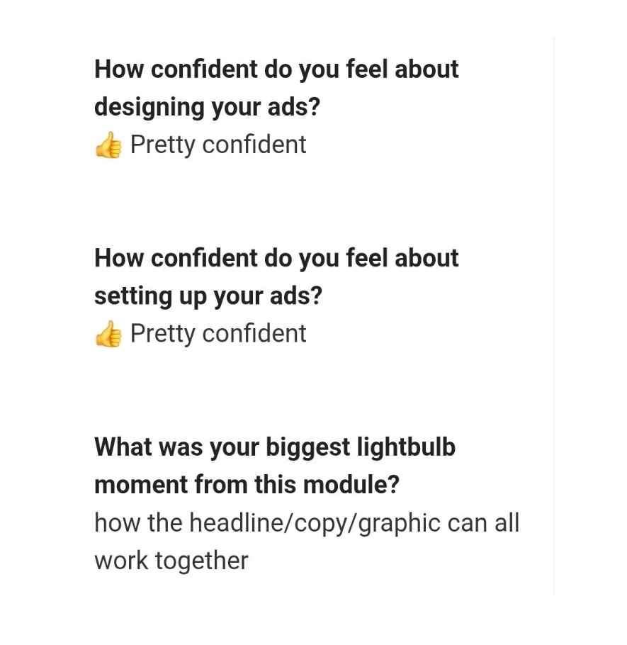 Survey: pretty confident designing ads and setting up ads