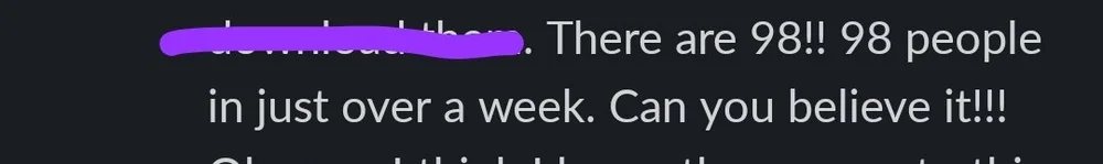 Client message: 98 people in just over a week